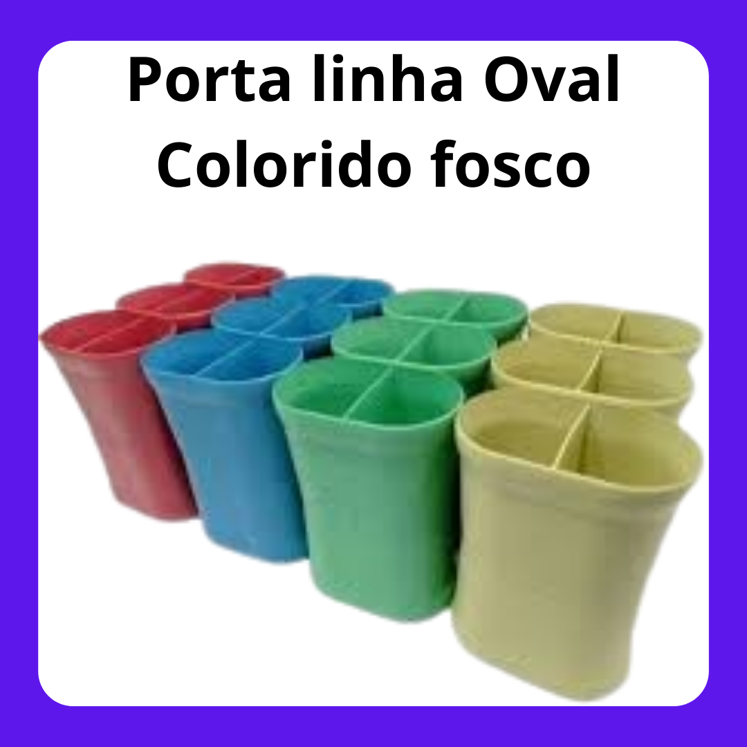 Porta Linha *Oval colorido fosco* com 12 unidades