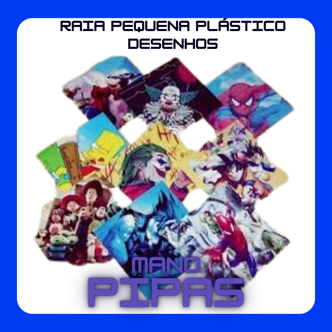 Raia *Pequena Plástico Desenhos* (34X34) com 20 unidades no pacote
