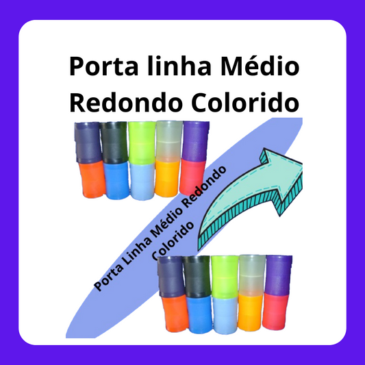 Porta Linha Colorido *Médio Redondo* com 12 unidades
