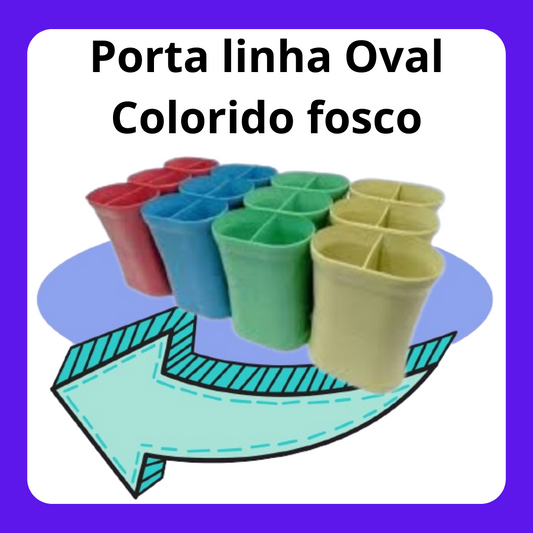 Porta Linha *Oval colorido fosco* com 12 unidades