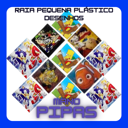 Raia *Pequena Plástico Desenhos* (34X34) com 20 unidades no pacote